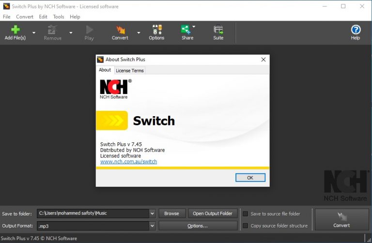 switch audio converter software